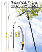 BlumeTrec 11FT Pole Saw with Adjustable Length for Tree Trimming Lightweight Manual Pruning Saw with Long Extension Branch Cutter