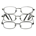 Foster Grant Men's Council Rectangular Reading Glasses, Gunmetal and Black, 3 Pack, 3.25x