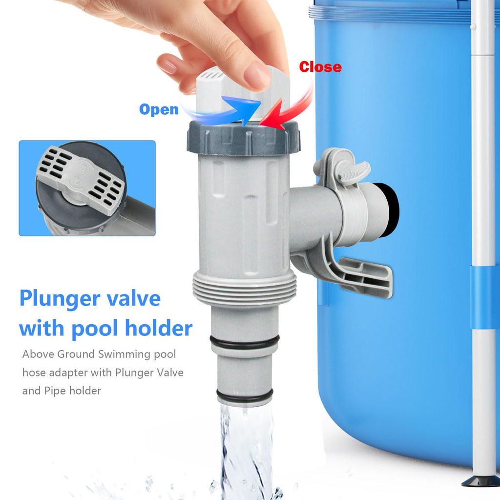 CanyRoom Plunger Valve with Pipe Holder – Pool Hose Adapter for Above Ground Pools, Pool Pump Hose Replacement Parts (2 Pack)