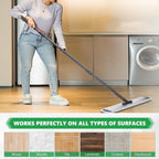 18 Professional Microfiber Mop Large Flat Mops for Floor Cleaning 4 Reusable Washable mop Pads Hardwood Cleaning System Wet and Dust Mop with 61in Long Stainless Steel Handle
