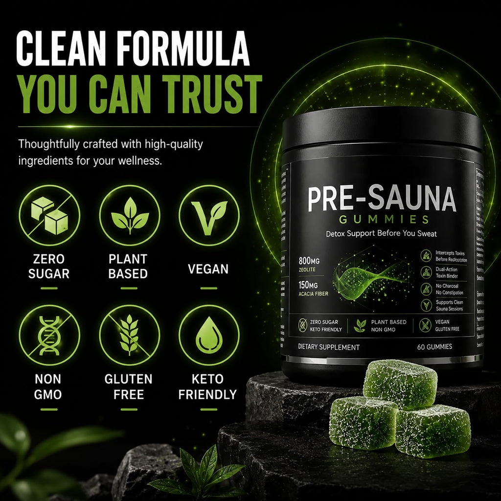 Tfnovg Pre-Sauna Gummies, Clinoptilolite Zeolite + Acacia Fiber Gummies, Sweat Optimization, Digestive Cleanse & Post Sauna Recovery – Vegan Chewable Supplement - 60 Count (2, 60 Gummies)