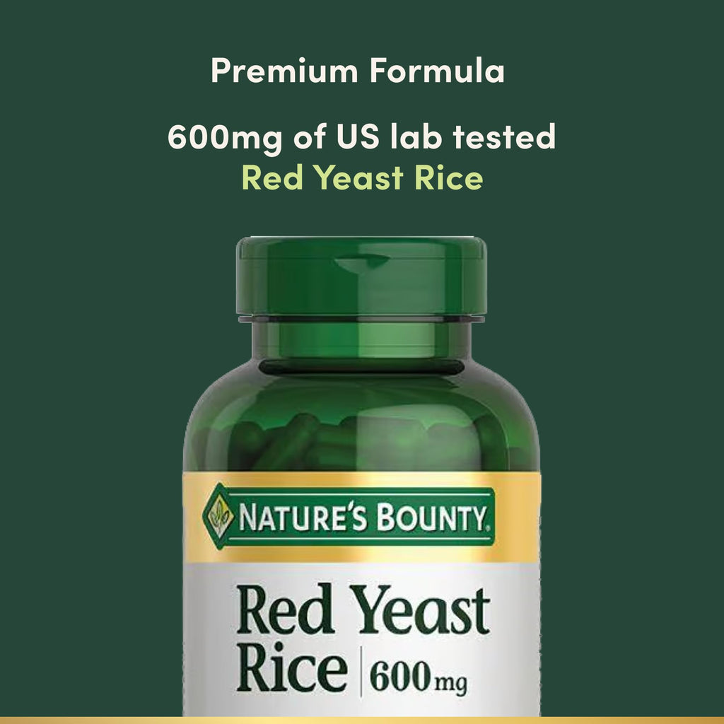 Nature's Bounty Red Yeast Rice, Herbal Supplement, 600mg, 250 Capsules