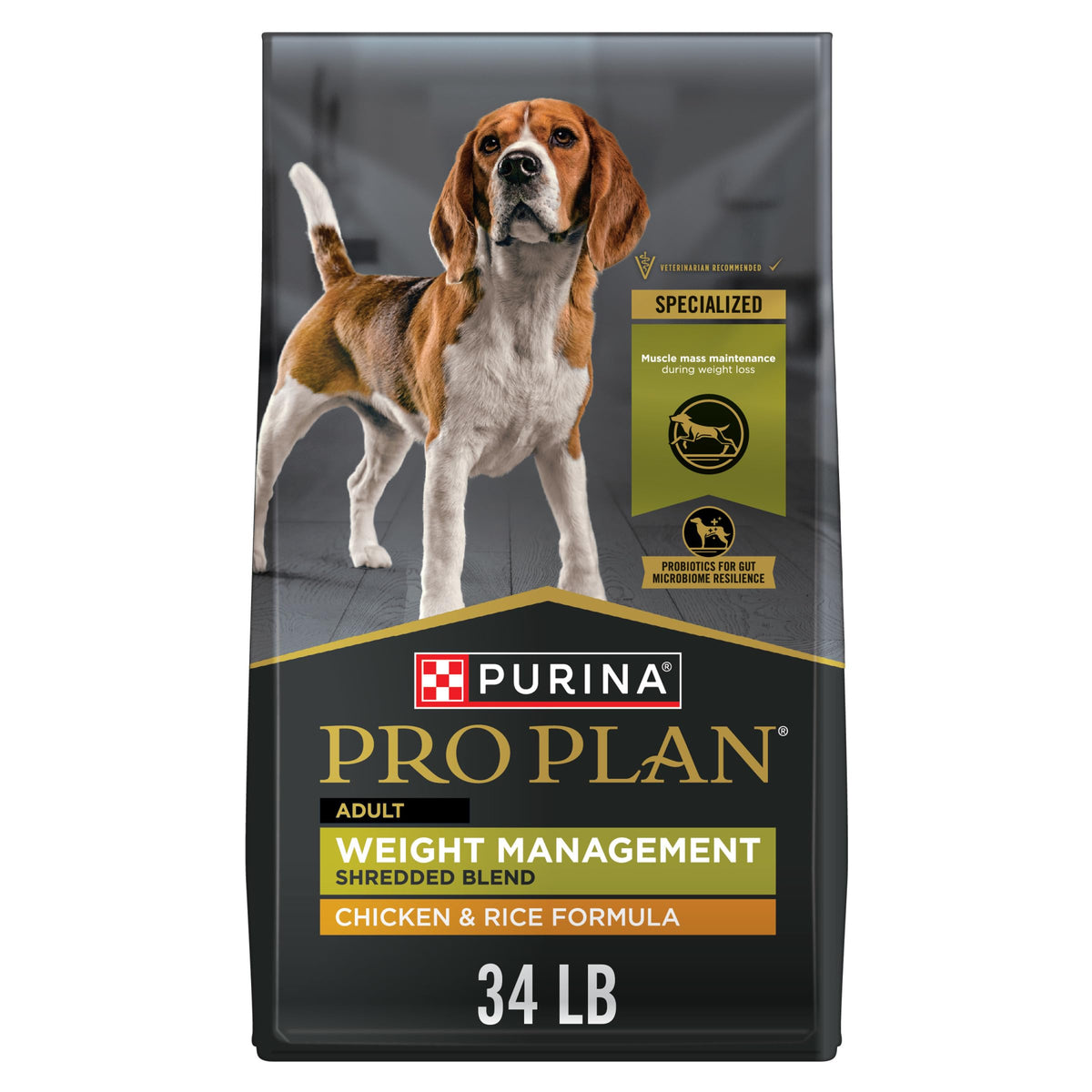 Purina Pro Plan Weight Management Dry Dog Food, Chicken & Rice, 34 lb Bag