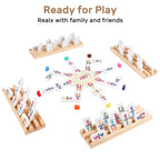 Mexican Dominos Set with Numbers and 4 Wooden Trays/Stands, Double 12 Dominoes, Travel Set with 4 Tile Holders, 91 Double Plates, 12 Colourful Dominoes with Portable Case, for