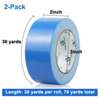 BOMEI PACK 2 Pack Blue Heavy Duty Duct Tape Strong Adhesive, 2 Inch x 35 Yd Duct Heavy Duty Waterproof All Weather Duct Tape No Residue Sealing for Indoor&Outdoor Repair