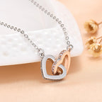 MGOOL Gifts For Granddaughter Necklace From Grandma Grandpa To My Granddaughter Necklace Christmas Graduation Birthday Gifts With Message Card & LED Box (925 sterling silver, 683-Double Heart01)