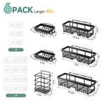 Veken Shower Caddy 6-Pack, Bathroom Organizers and Storage Shelves, Black
