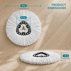 4 Pack Mop Head Replacement Compatible with O Cedar Triangle Swivel Mops,Spin Mop Replacement Head 100% Microfiber,Deep Cleaning,EPSUNORISE Compatible with O Cedar Mops(White)