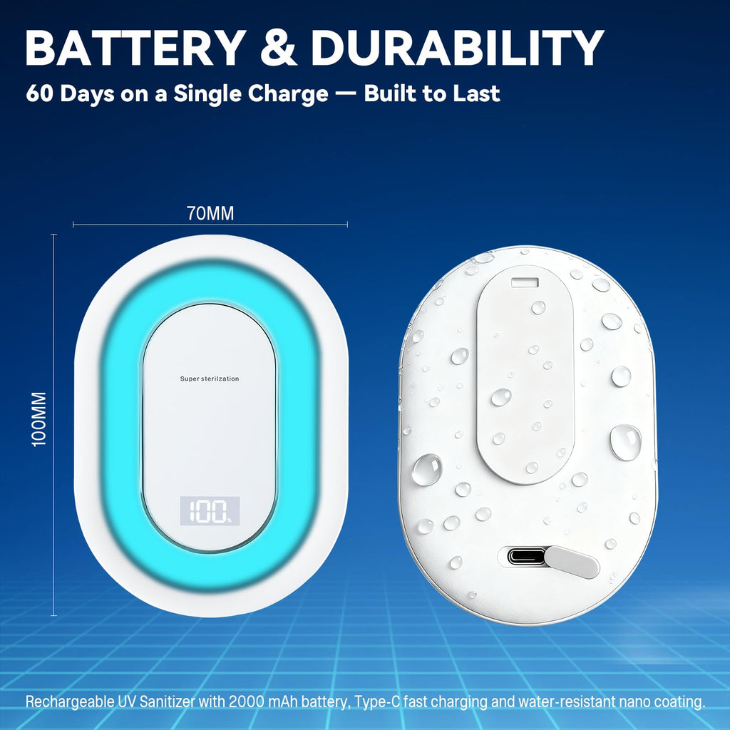 XuEpeTim Smart Toilet UV-C Sanitizing & Odor-Control System – Motion-Activated, Chemical-Free Automatic Deodorizer with Safety Sensor & Long-Life Rechargeable Battery