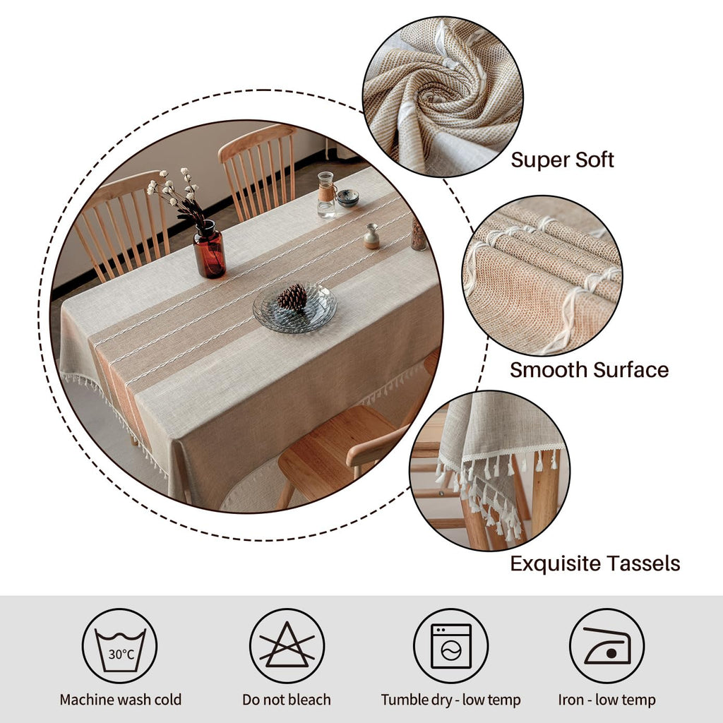 Deep Dream Tablecloths, Waterproof Table Cloth, Linens Wrinkle Free Anti-Fading, Rustic Table Cover Decoration for Kitchen Dinning Christmas (Rectangle/Oblong, 55''x70'',4-6 Seats, Light Coffee)