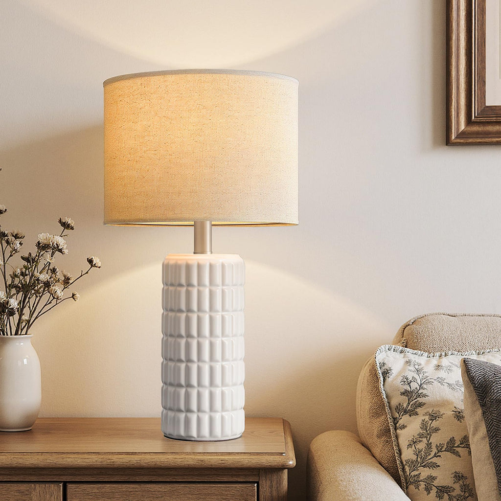 Seealle 23" Modern Ceramic Table Lamps Set of 2 - Table Lamps for Living Room, Farmhouse Bedside Night Stands Lamp for Bedroom, White Nightstand Lamps Set of 2, Desk Lamp for End Table Home Decor