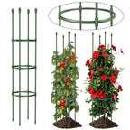 Round Heavy Duty Tomato Cage - 55 Inch Steel Core Plastic Coated Garden Trellis, 4-Post Rustproof Plant Support for Tomato/Cucumber/Beans, No Tools Snap Assembly, Spare Parts Available 1PS