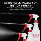 Uineko Empty Spray Bottles, Heavy Duty Sprayer, Mist & Stream, 4 Pack 24 Oz