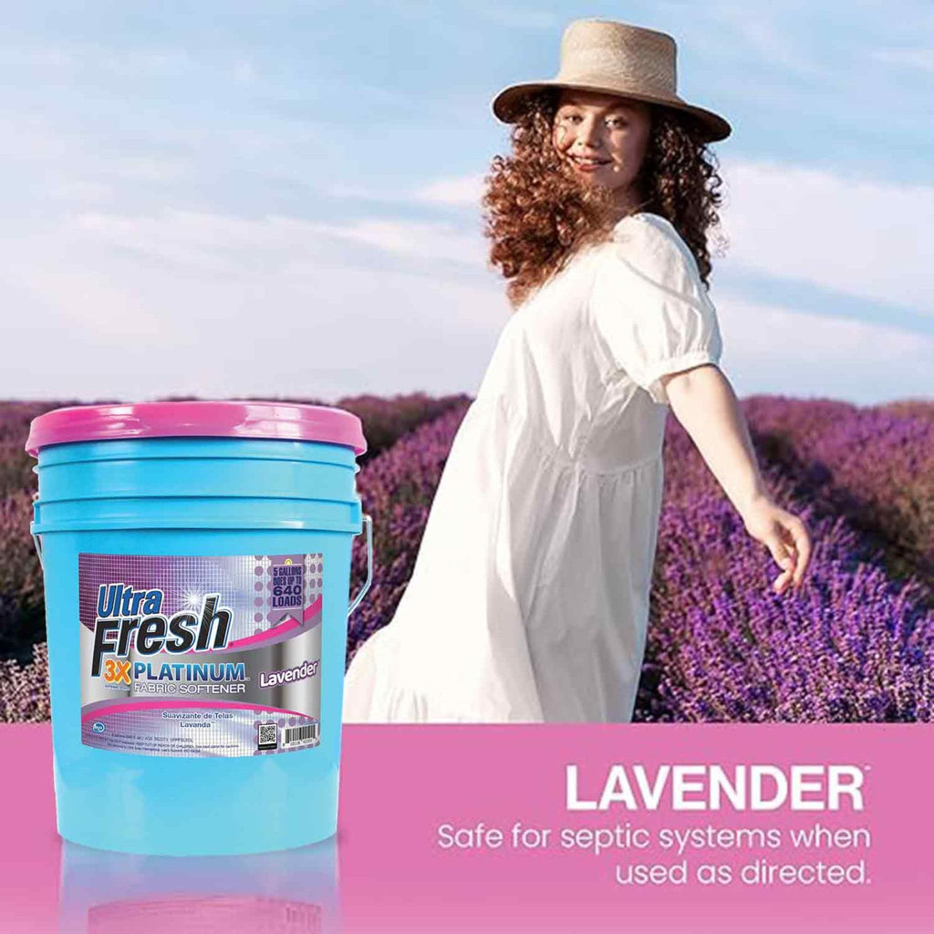 Ultra Fresh Platinum Fabric Softener for Laundry up to 640 Loads, Lavender, 5 Gallons - Fabric Odor Remover to Wash Clothes and Sheets