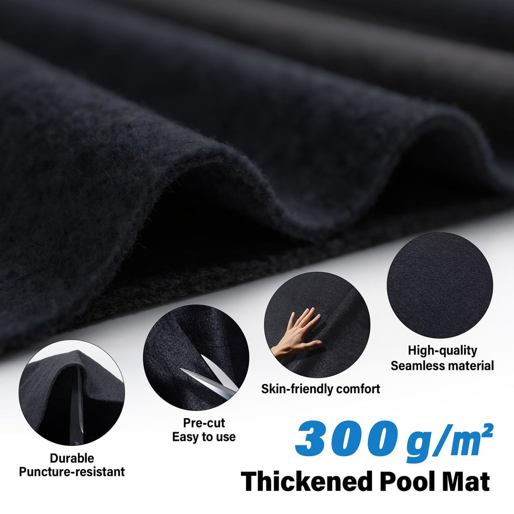 Upgrade Thicken 10ft Round Pool Liner Pad for Above Ground Pool, 300g/㎡ Seamless Swimming Pool Mat, Under Pool Padding, Puncture Protection, Extend Liner Life, Durable Geotextile Material Eco-Friendly