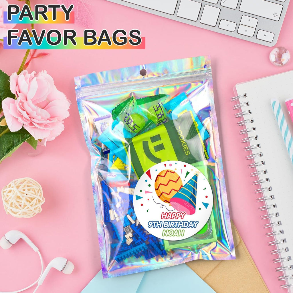 FUNFERY 6.3x9.4 SmellProof Holographic Resealable Bag,Clear Mylar Favor Bag