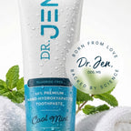 Dr. Jen Fluoride Free Toothpaste with 10% Premium Nano Hydroxyapatite, Xylitol & Glycerin, Remineralizing Daily Oral Care for Sensitive Teeth, Travel Essentials, Cool Mint, 1 Pack