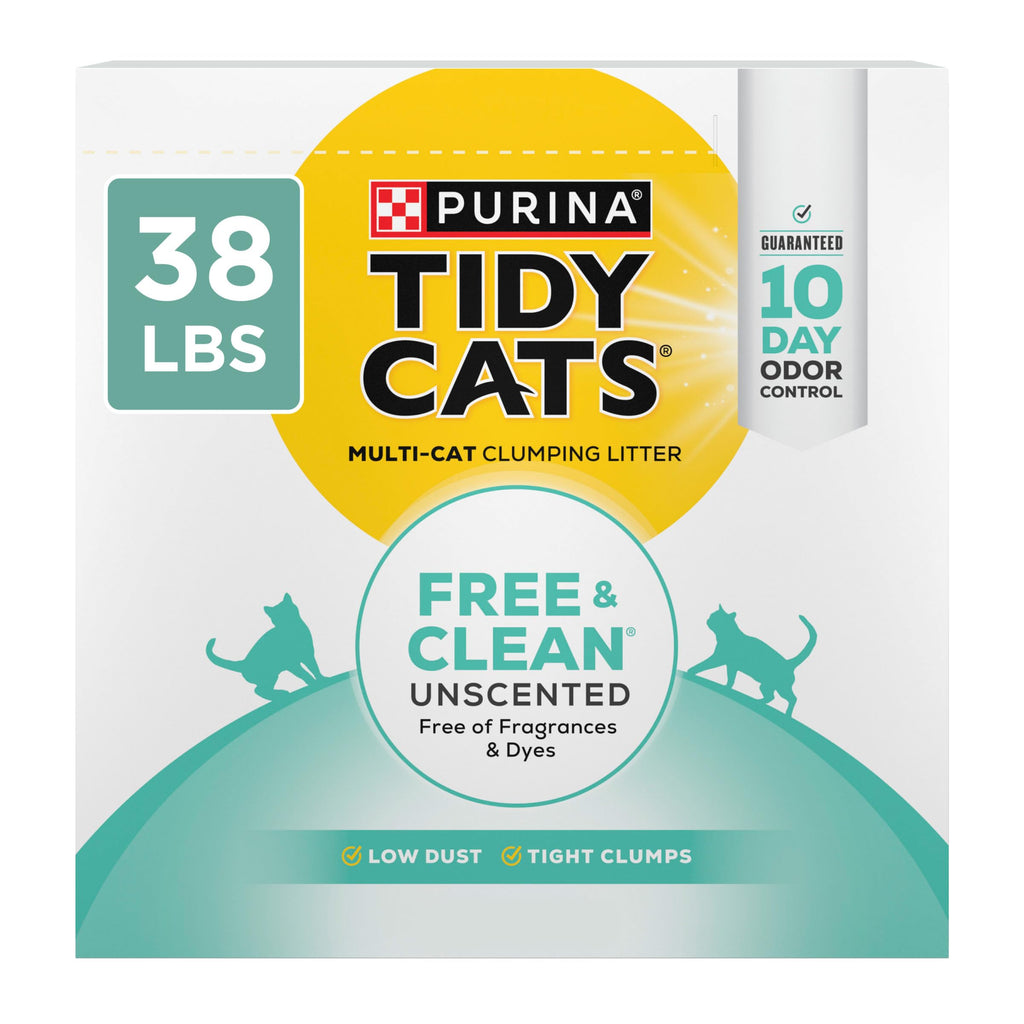 Purina Tidy Cats Free and Clean Unscented Clumping Cat Litter, 38 lb Box