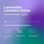 Indigo Wild Zum Clean Laundry Soap - Plant-Based Liquid Laundry Soap - Contains Baking Soda, Essential Oils & Saponified Coconut Oil - Lavender Scent - 64 fl oz (2 Pack)
