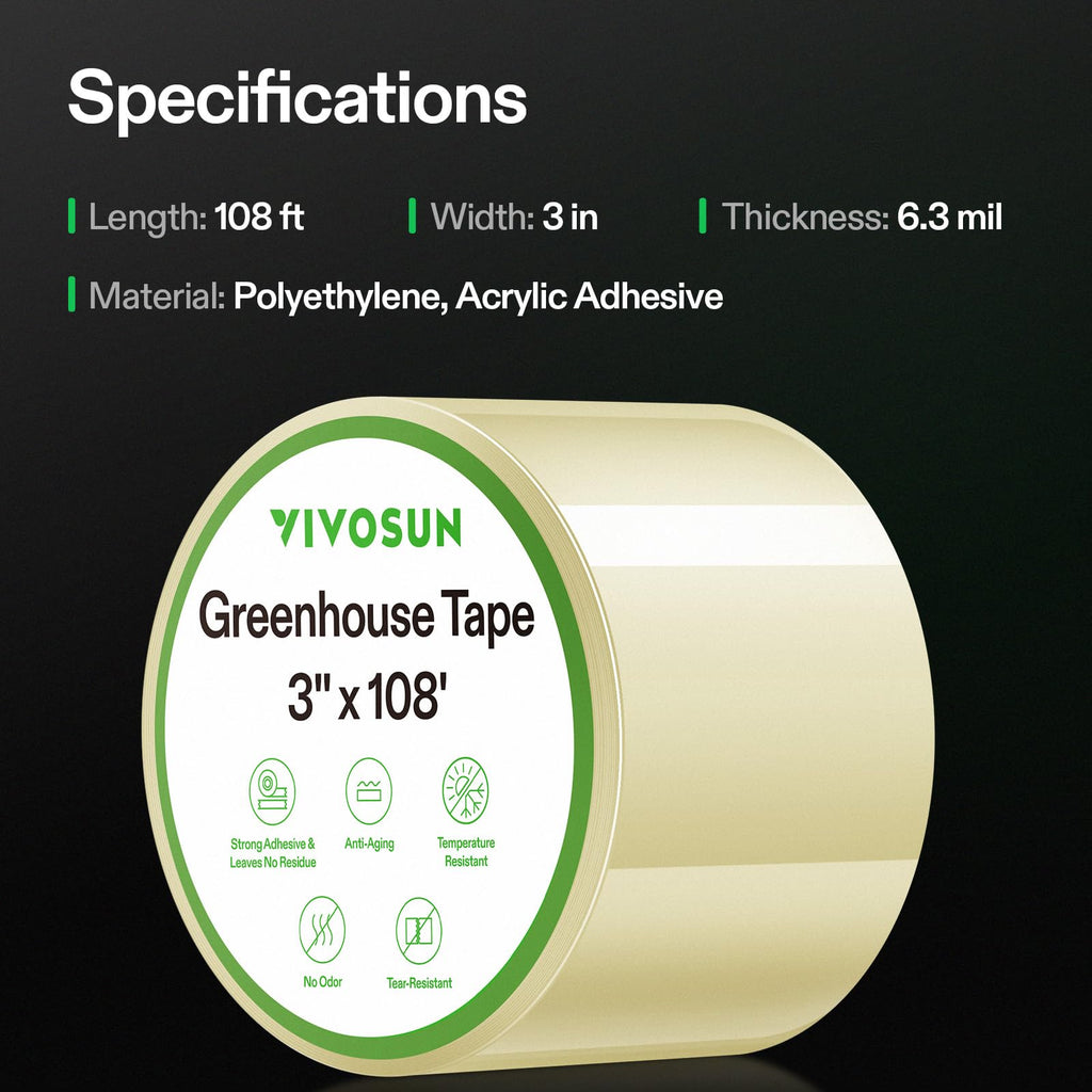 VIVOSUN Greenhouse Repair Tape, 6.3 mil 3" x 108' Heavy Duty Plastic Tape
