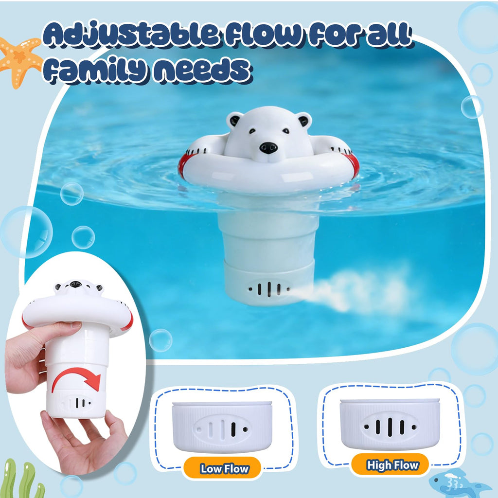 ODJSY Pool Chlorine Floater,7.5" Diameter Floatation Device can accommodate 3" Tablet Chemical Dispenser,Applicable to Swimming Pools, Spas, Hot Tubs (White Bear)