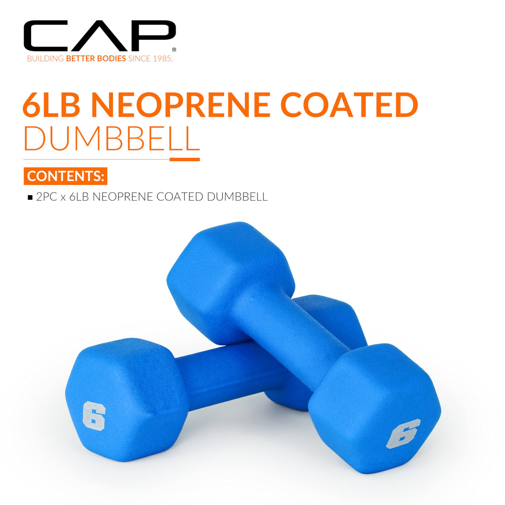 CAP Barbell Neoprene Dumbbell Weights, 6 lb Pair, Azure