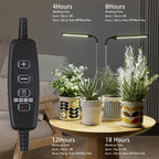 WeeLeeGoo LED Grow Light 2 Pack, 6000K White Full Spectrum 144 LED Gooseneck Growing Lamp for Indoor Plants Growth,4 8 12 18Hrs Timer & Brightness Changeable,Insert Pole Extendable 4-10''