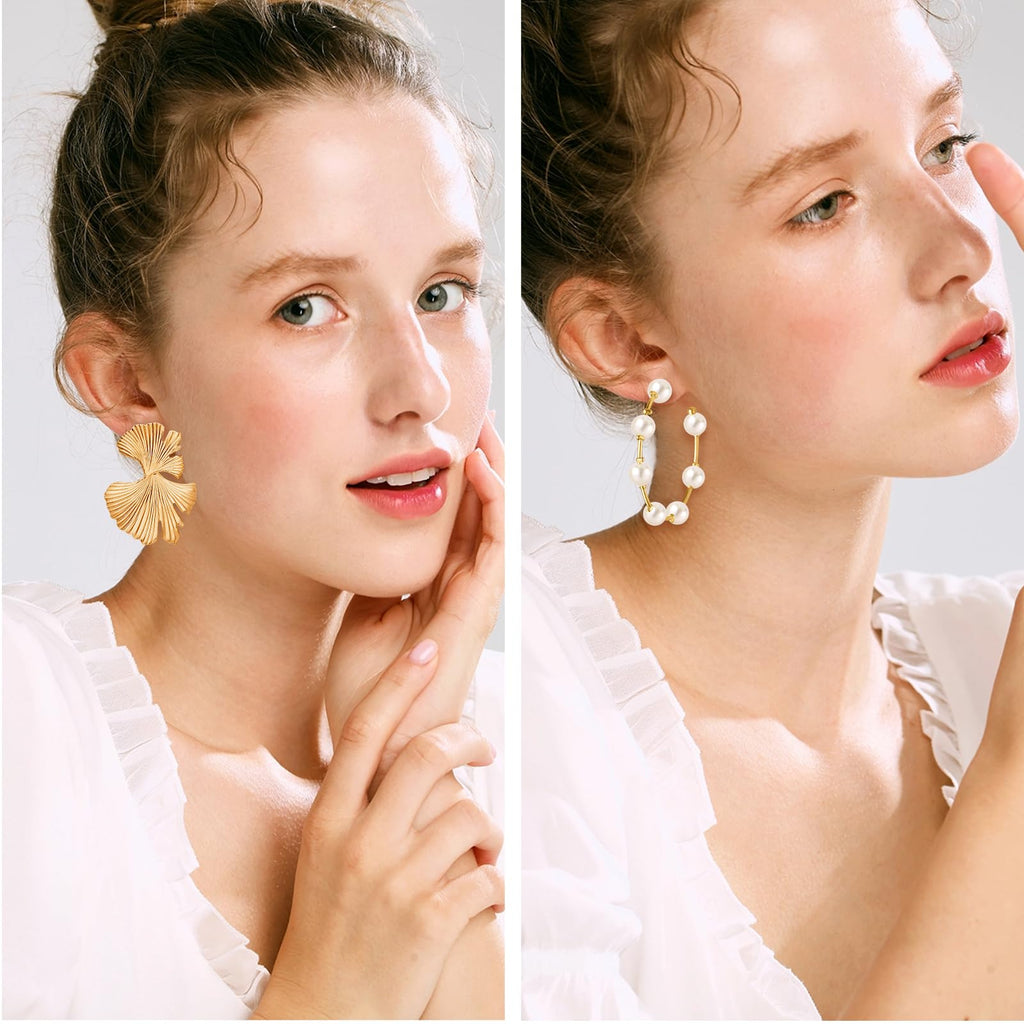 Funtopia Gold Dangle Earrings 68 Pairs Fashion Statement Earring for Women