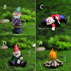 ZIXINMEI Funny Drunk Garden Gnomes 4PCS Mini Resin Figurines - Drunken Dwarf Statues for Outdoor Patio Yard Lawn Desk Decor, Waterproof Handcrafted Ornament Gift