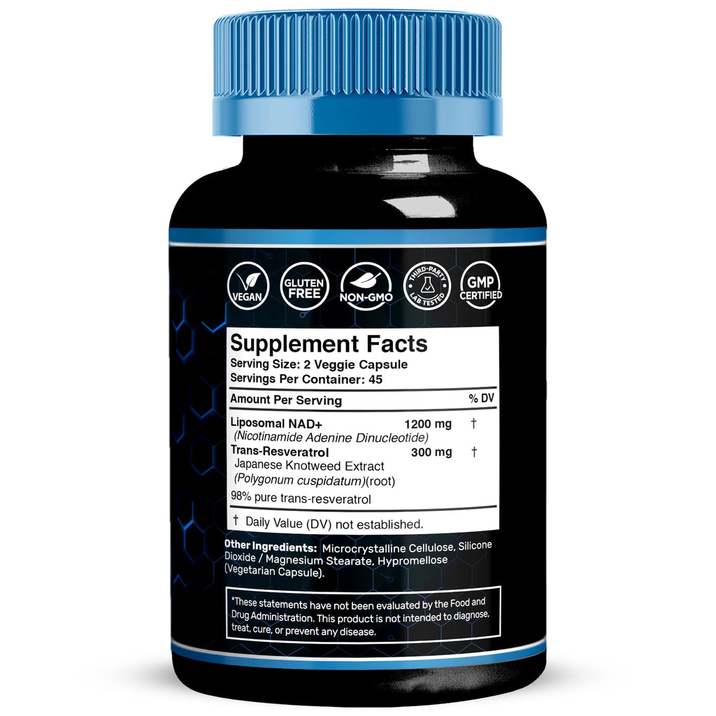 WELLNESS LABSRX Liposomal NAD Supplement, 1500mg - NAD Resveratrol Supplement for Women and Men, NAD+ Support Cellular Health, Energy & Anti Aging - 2 Pack
