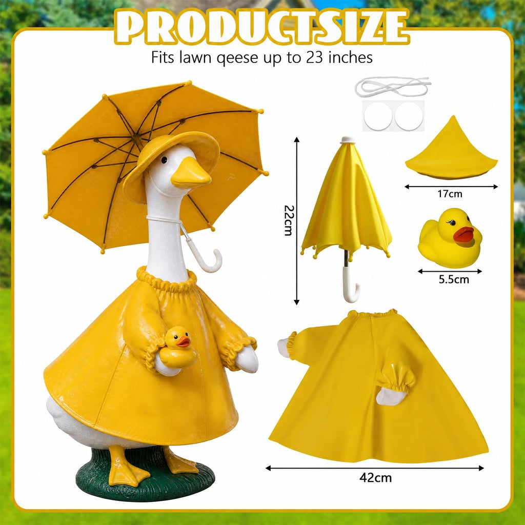 Porch Goose Raincoat Outfit for 23 Inch Goose Statue, Garden Decor Clothing