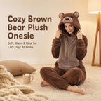 COSUSKET Snug Fit Unisex Adult Onesie Pajamas, Sherpa Bear Animal One Piece Halloween Costume Sleepwear Homewear