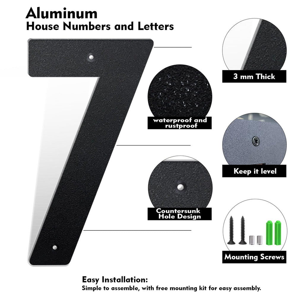 28 Inch Black Aluminum Letters, Floating House Address Numbers for Outside, Modern Metal Door Numbers Letters, Metal House Address Letter and Number for Home Office Apartment (P)