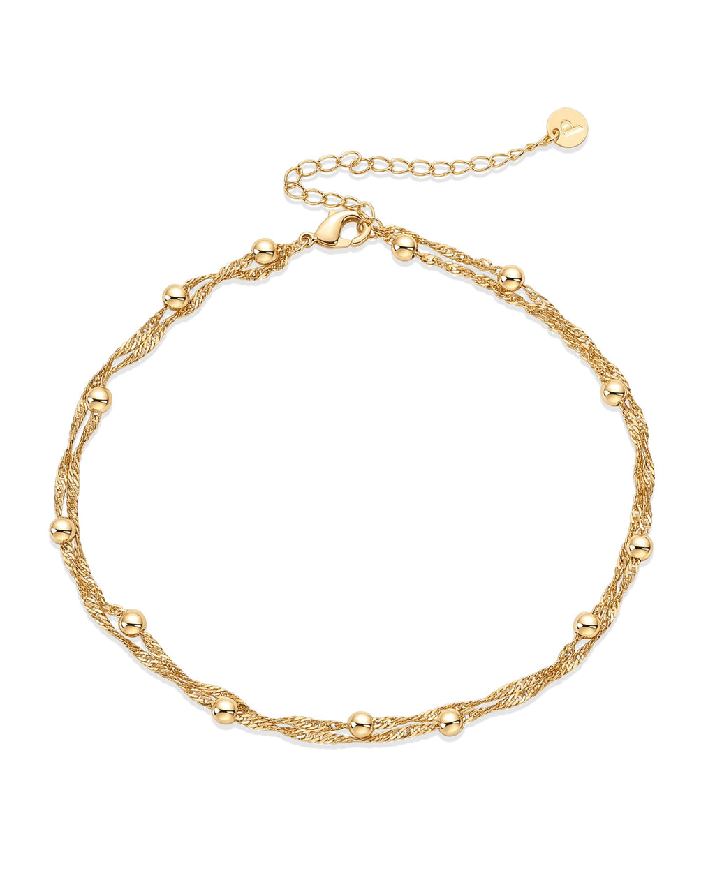 PAVOI Dainty Chain Anklet, 14K Gold Plated, Yellow Gold
