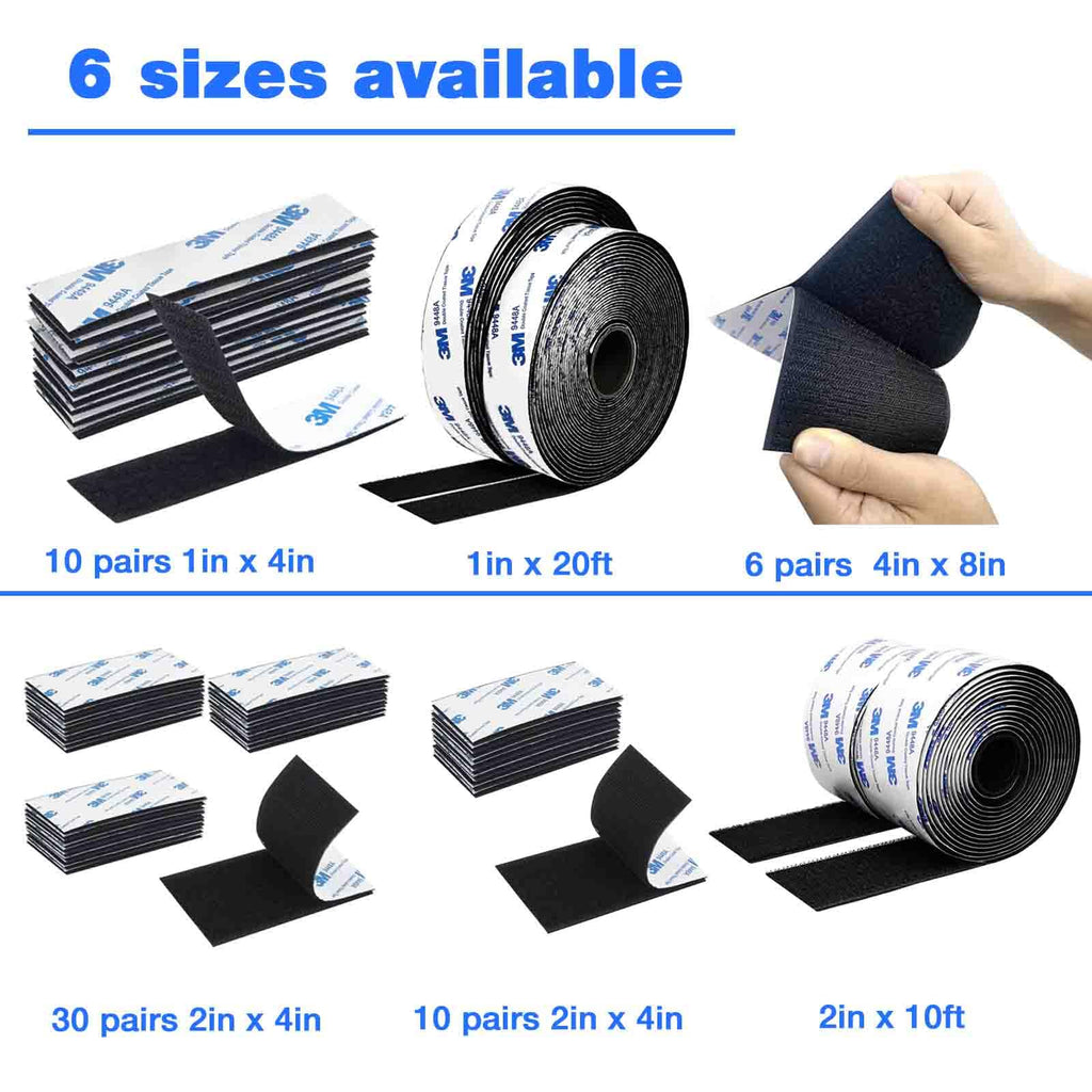 Hook and Loop Tape 1in x 20ft, Slef Adhesive Interlocking Strip, Mounting Tape Heavy Duty Adhesion, Picture Hanging Strips