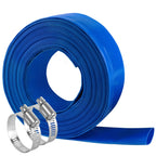 Eastrans 2.5" x 25 FT Blue PVC Lay-Flat Backwash Hose for Swimming Pools, Heavy Duty Discharge Hose Reinforced Pool Drain Hose, Weather Resistant Ideal for Water Transferring
