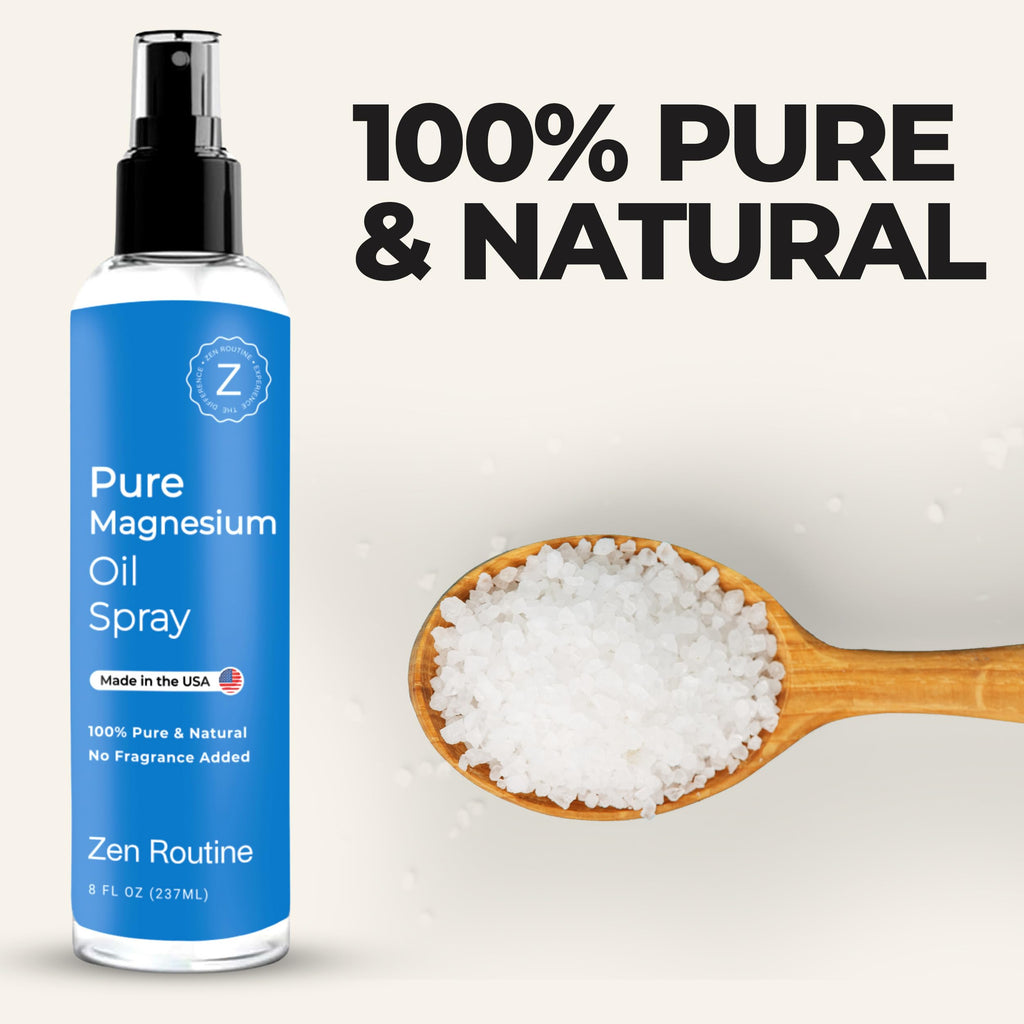 Pure Magnesium Oil Spray 8oz (Single) – USP Grade – Topical for Feet, Body, Muscles, Leg Cramps & Sleep – Extra Strength, Less Sting – 100% Organic & Natural — Made in USA