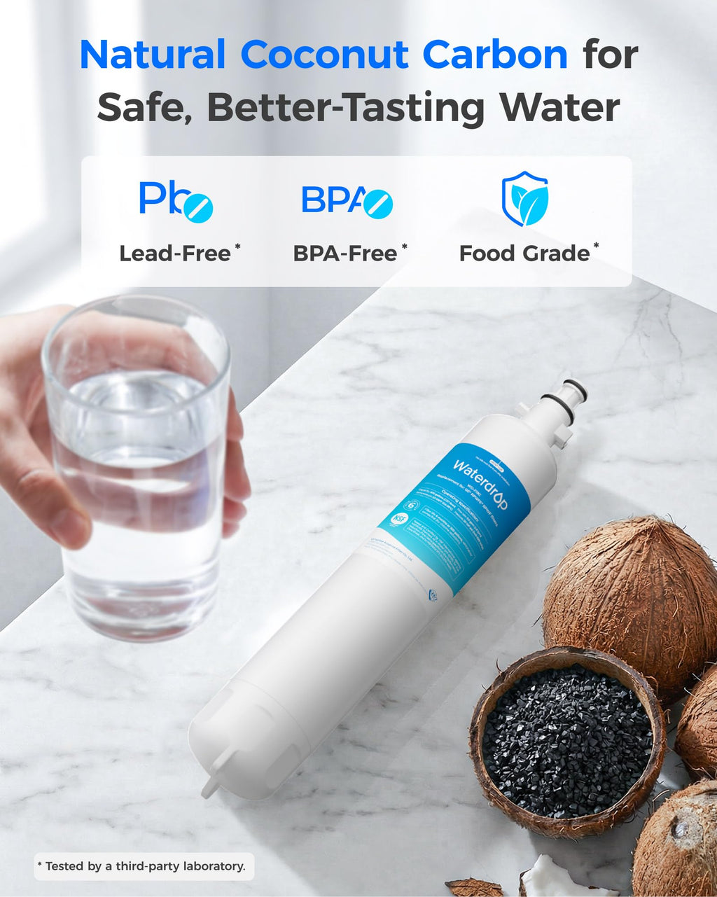 Waterdrop WD-F19C Replacement for GE® RPWFE®, RPWF (Built-in CHIP) Refrigerator Water Filter, Compatible with GFE28GYNFS, GFE28GELDS, PFE28KELDS, PFE28KYNFS, GFD28GELDS, PWE23KELDS, 2 Filters