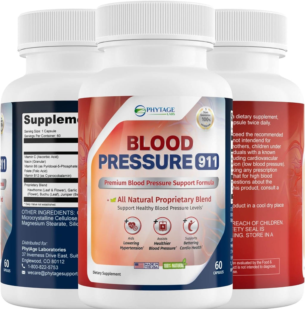 Phytage Labs Blood Pressure 911 Premium Supplement - BP Support Pills. 2 Pack