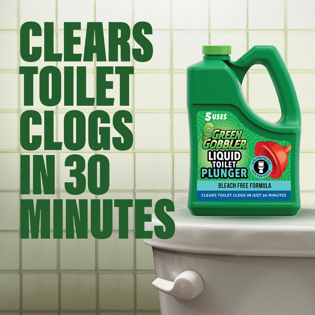 Green Gobbler Liquid Toilet Plunger | Clog Remover | Safe for Toilets and Septic | No Plunger Needed | 5 Uses