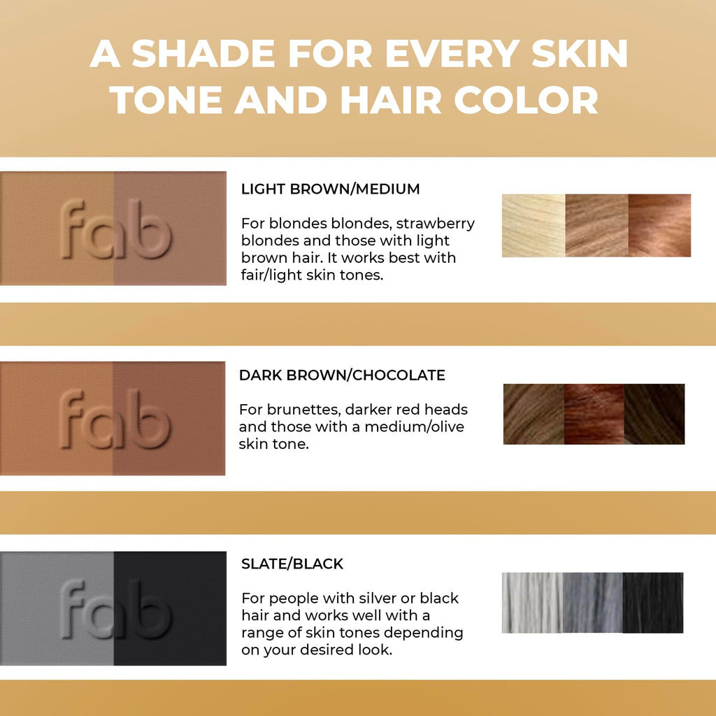 Fab Brows Duo Eyebrow Kit, Ultimate Brow Stencil Kit with Compact Powder Mirror and Eyebrow Shaper, Waterproof Eyebrow Makeup Kit Contour Palette, Eyebrow Cosmetics, (Slate/Black)