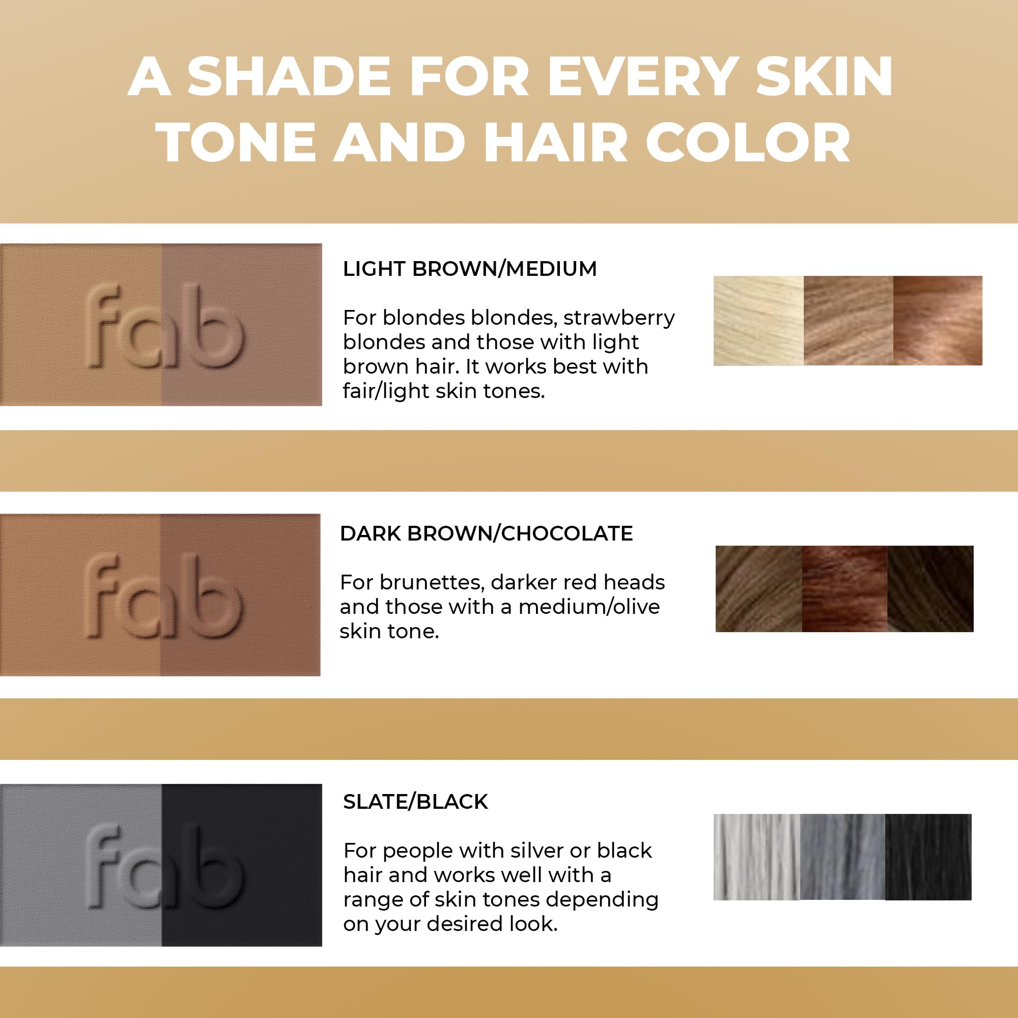 Fab Brows Duo Eyebrow Kit, Ultimate Brow Stencil Kit with Compact Powder Mirror and Eyebrow Shaper, Waterproof Eyebrow Makeup Kit Contour Palette, Eyebrow Cosmetics, (Slate/Black)