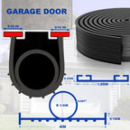DGSL Garage Door Seals Bottom Rubber Weather Stripping Kit Seal Strip Replacement, Weatherproof Threshold Buffering Sealing Rubber 5/16 Inch T Ends (12 FT, Black, U+O)