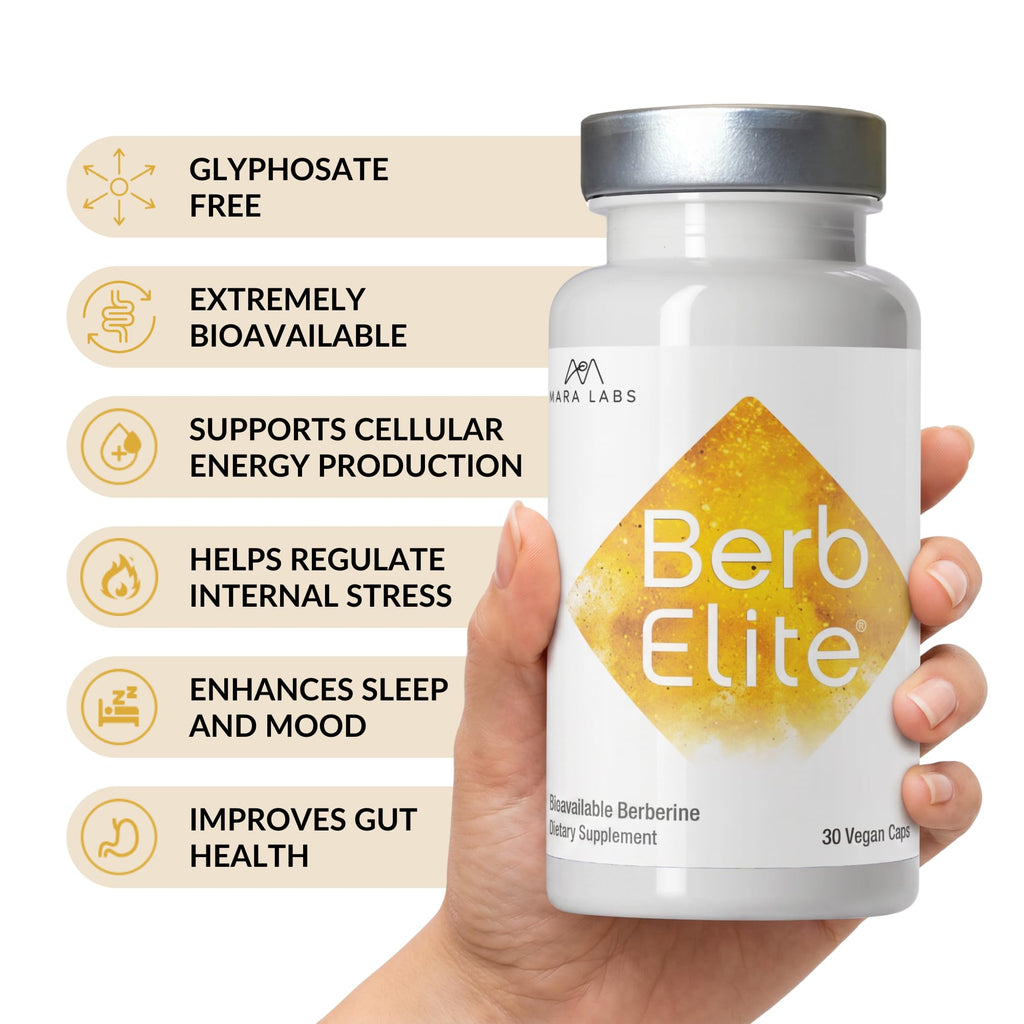Mara Labs BerbElite | 350mg Berberine HCL & Broccoli Seed Complex for Increase Bioavailability | 30 Vegan Capsules