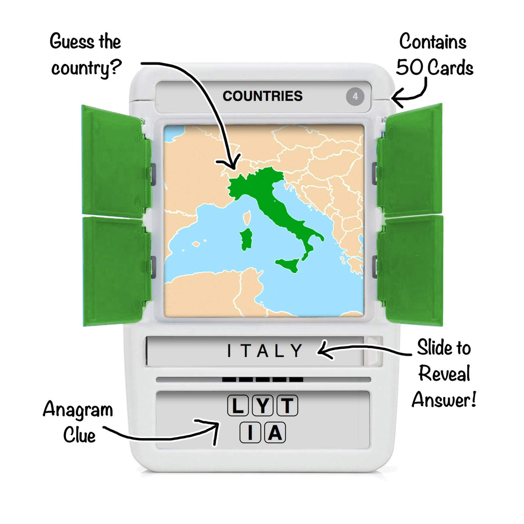 100 PICS Countries of The World Travel Game - Learn 100 Countries | Flash Cards with Slide Reveal Case | Geography Card Game, Gift, Stocking Stuffer | for Kids and Adults | Ages 6+