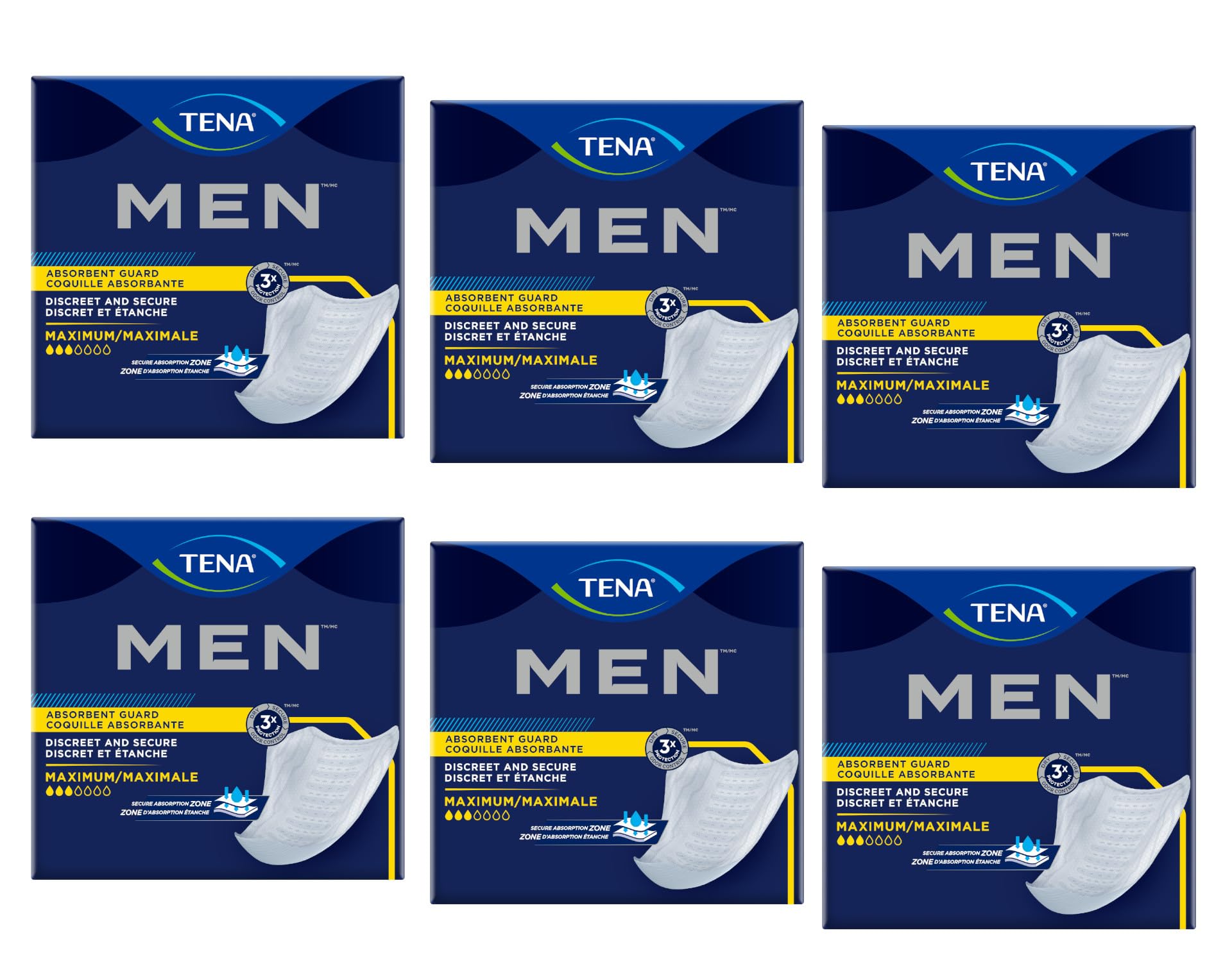 Tena Men Maximum Male Incontinent Pad Cup Shape 8" L 50600, Maximum, 120 Ct
