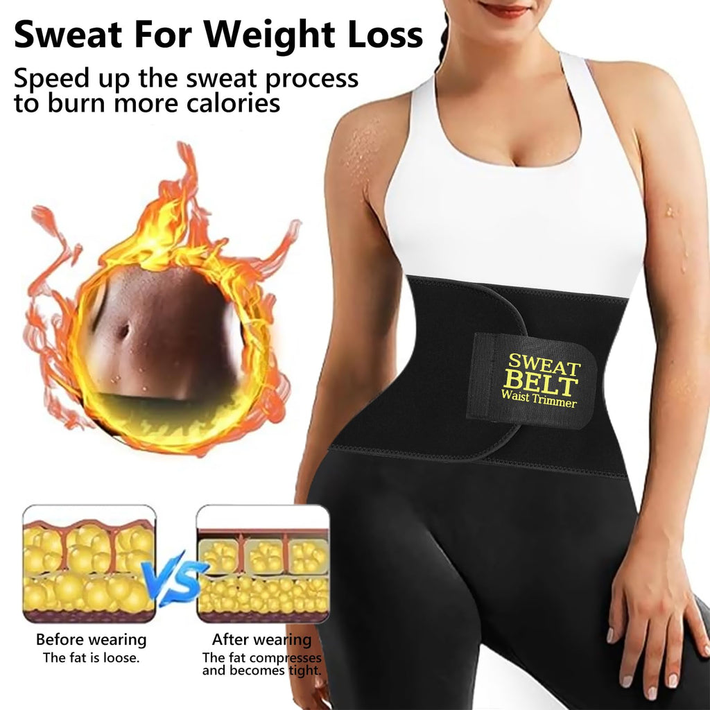 AMZBOSS Waist Trainer for Women Lower Belly Fat, Waist Sweat Band for Women, Belly Band Sweat Belt, Stomach Wrap, Faja Body Shaper (BLACK, Medium)