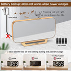 Peakeep Slim Digital Mirror Aesthetic Alarm Clock for Bedrooms Desk Decor