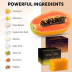 VALITIC Papaya and Turmeric Kojic Acid Soap Bar - Dark Spot Corrector Skin Care Cleansing Bar - Infused with Vitamin C, Hyaluronic Acid, Collagen - Papaya 2 Pack, Kojic 2 Pack