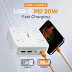 TESSAN Dual Surge Protector Power Strip, 5 Ft Extension Cord Flat Wall Plug